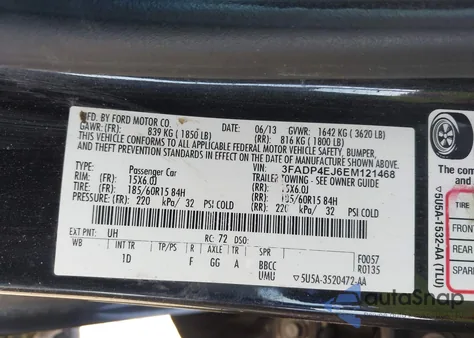 2014 Ford Fiesta Se from USA, damaged, VIN 3FADP4EJ6EM121468
